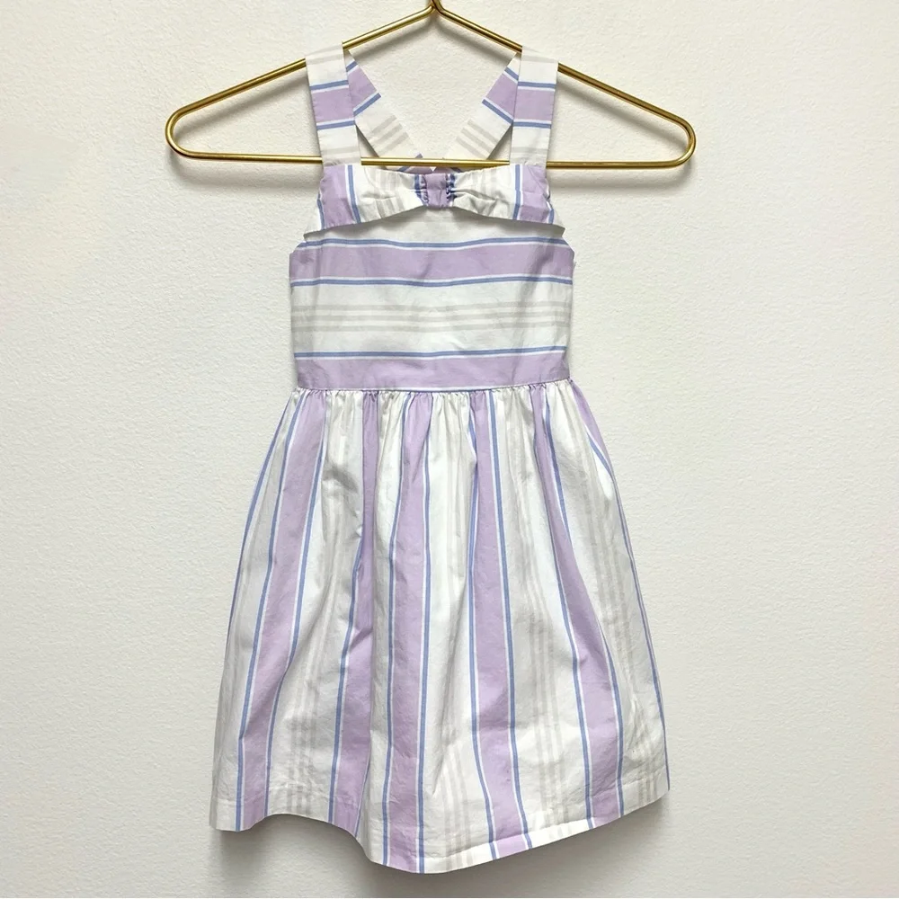 Janie and Jack Pastel Stripe Bow Dress Size 4 Girls Easter Spring Summer Cotton